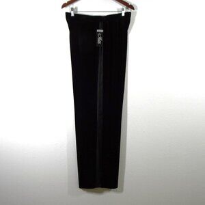 Alex Evenings Velvet Pants Women's Size XL Black Tuxedo Stripe Straight Leg